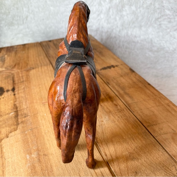 Vintage Leather Wrapped Horse Figurine Statue - Picture 6 of 11